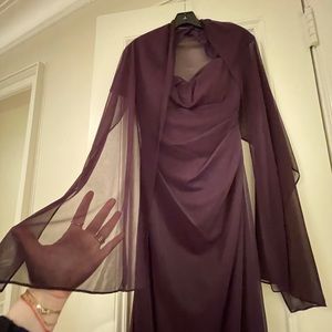 Eggplant purple lace dress Xscape by Davids Bridal